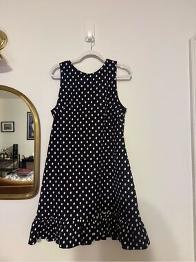 Betsey Johnson Navy and White Polka Dot Bubble Hem Dress